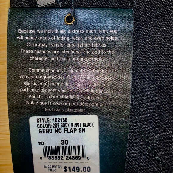 NWT Mens True Religion Geno Slim Fit Stretch Jeans in Body Rinse Black - Picture 10 of 14